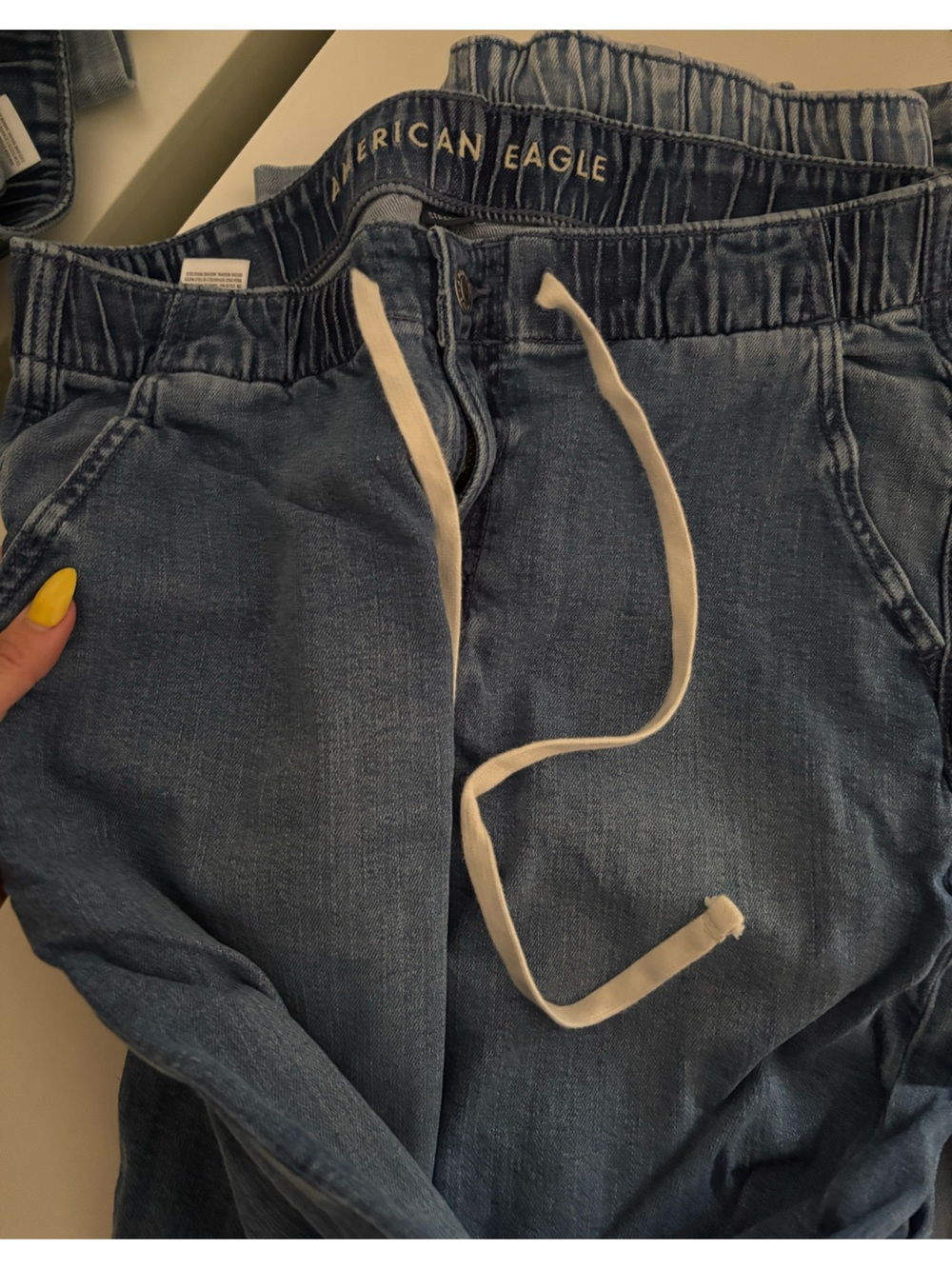 American Eagle Wide-Leg Drawstring Jeans - indigo  S Long - Picture 5 of 5